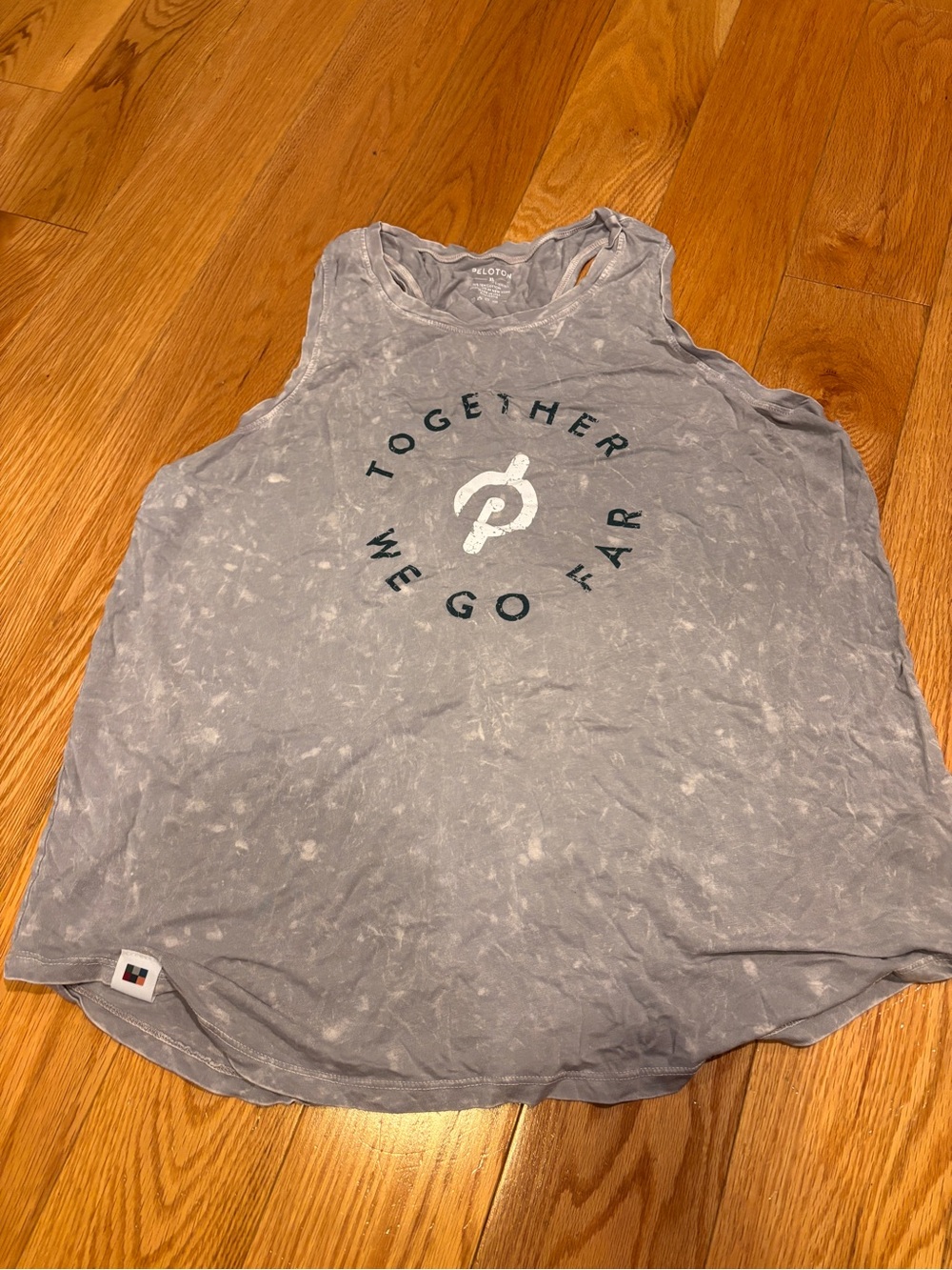 Peloton Light Gray Acid-Wash Racerback Tank with Logo